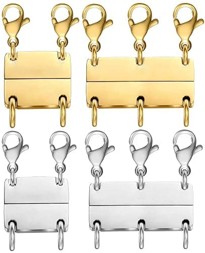 Layering Necklace Clasp 18 K Gold and Silver Separator for Stackable Necklaces - Image 1