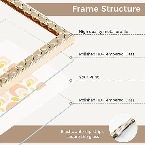 RICHFOCUS Gold 5x7 Floating Picture Frame for Photo 4x6 3.5x5 | 5 x 7 Metal Picture Frames with Double Glass for Tabletop|Modern Photo Frames Wedding|Home Decor thumbnail 5