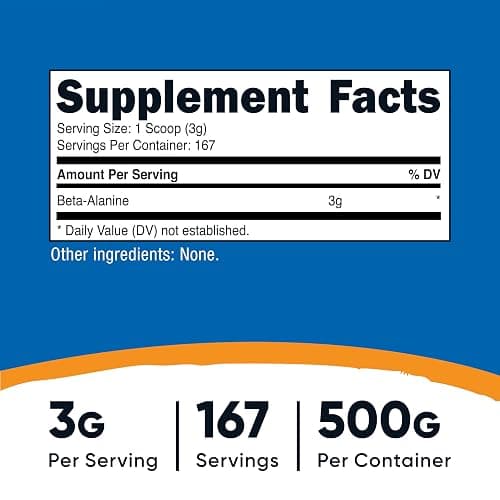 Nutricost Beta Alanine Powder 500 Grams (1.1lbs) - Pure Beta Alanine, Gluten Free & Non-GMO thumbnail 2