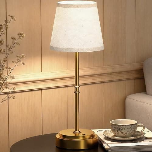 Litluzecozy Cordless Table Lamp - 7500mAh Longest Lasting Battery Operated Lamp, 1 Pack Antique Brass Aesthetic Cozy Rechargeable Desk Lamp for Kitchen Counter, Dining Room & Restaurant Centerpiece - Image 1