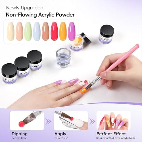 PEACECOLOR Acrylic Nail Kit with Electric Nail Drill and Lamp, 114PCS Nail Set with Everything 11 Colors Clear Pink White Nude Acrylic Powder and Liquid Set False Nail Tips Starter Kit Women Salon thumbnail 6