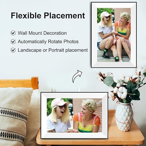Digital Picture Frame 10.1 Inch Digital Photo Frame WiFi Smart Electronic Frame 16 GB IPS Touch Screen,Auto-Rotate,Easy to use Load from Phone Share Pohto/Video Wedding Gifts for mom Women Men thumbnail 5