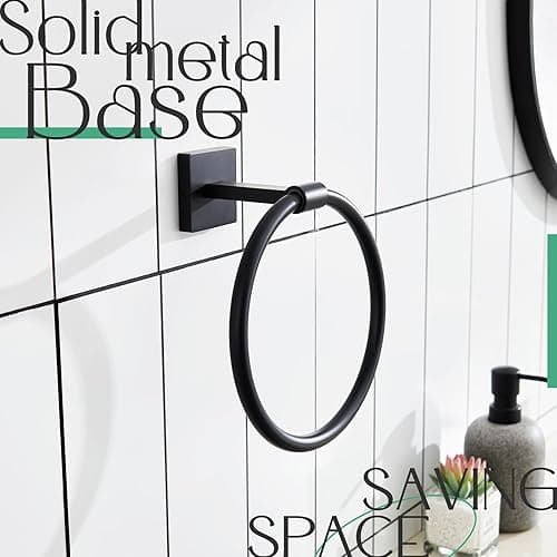 KOKOSIRI Towel Ring Matte Black Bath Towel Hanger Bathroom Hardware Hand Towels Holder Rack Wall Mounted Stainless Steel, B3010BK - Matte Black - 1 Pack thumbnail 5