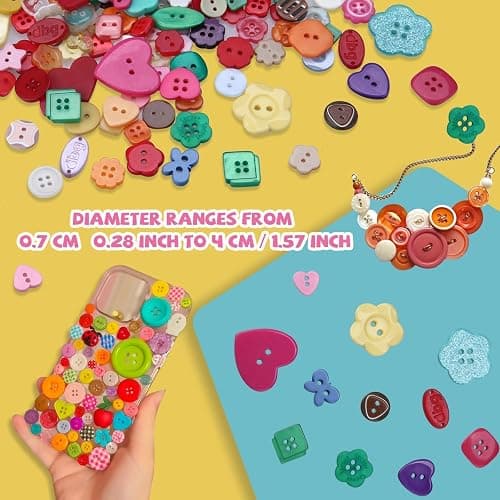 1200pcs Assorted Resin Buttons Bulk, Random Mixed Colors Craft Set | Random Mixcolor Sewing Crafts Clothes, DIY Manual Painting Art, Handmade Ornaments, and Creative Decoration thumbnail 6