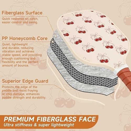 Pickleball Paddles, USAPA Approved Cute Pickleball Paddles Set of 2/4, Polypropylene Honeycomb Core, Fiberglass Pickleball Set with 2 or 4 Pickleball Rackets, 4 Balls, 1 Bag for Women thumbnail 2