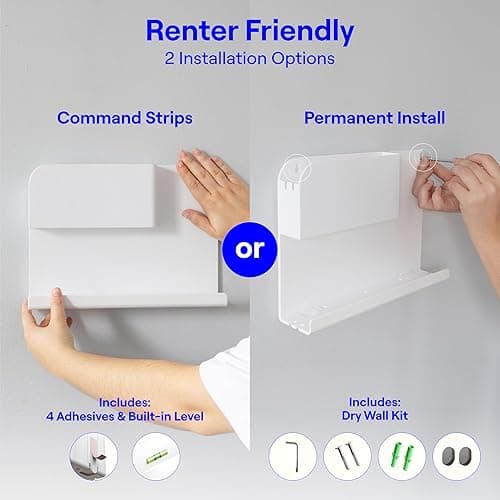 WallShelfie Bedside Wall Organizer - Room Decor, Dorm Room Essential, Floating Bedside Shelf Wall Mount, Makeup Organizer, Remote Control Holder, Room Accessories, Floating Shelves (White) thumbnail 6