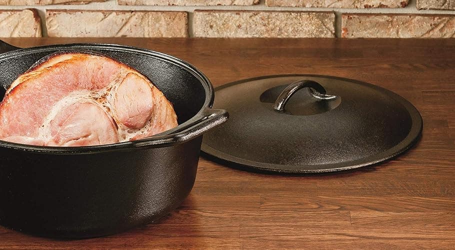 Lodge BOLD Exclusive 7 Quart Premium Pre-Seasoned Cast Iron Dutch Oven with Lid - Dual Handles - Use in the Oven, on the Stove, on the Grill or over the Campfire - Black thumbnail 5