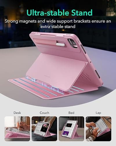 ESR for iPad Pro 13 Inch Case (M5/M4) 2025/2024, Rotating Case with Removable Magnetic Cover, Adjustable Portrait/Landscape Stand, 9 Standing Angles, Shift Series, Pink thumbnail 4