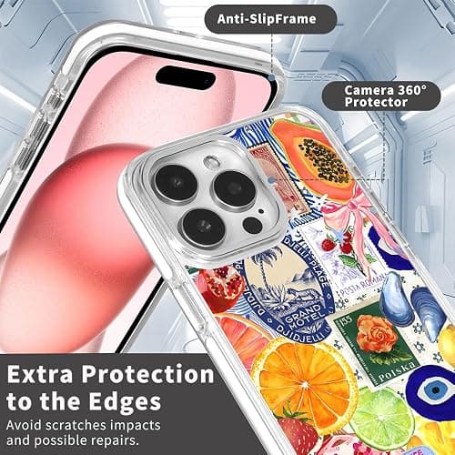 TnXee Cases for iPhone 15 Plus,Compatible with MagSafe,Classic Clear Shockproof Protection Magnetic Phone Case - Bow European Summer Lemon Collage thumbnail 3