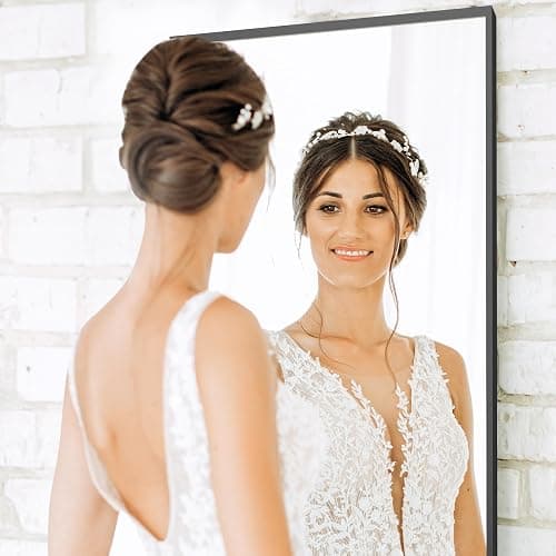 DUMOS Full Length Mirror 59"x17" Full Body Floor Mirror for Bedroom or Cloakroom, Can Stand Alone, Hang or Lean Against Wall, Tall Wall Mirror with Stand and Sleek Aluminum Alloy Thin Frame thumbnail 3