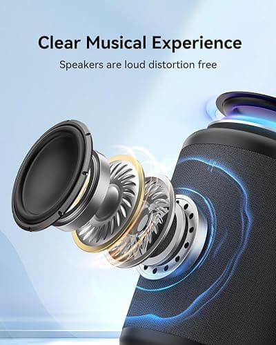 LENRUE Small Portable Bluetooth Speaker with Lights, TWS Stereo Surround Sound, Type C Powered, Bluetooth 5.3, AUX TF Card Input, Wireless for Outdoor Home, Coolest Gifts thumbnail 2