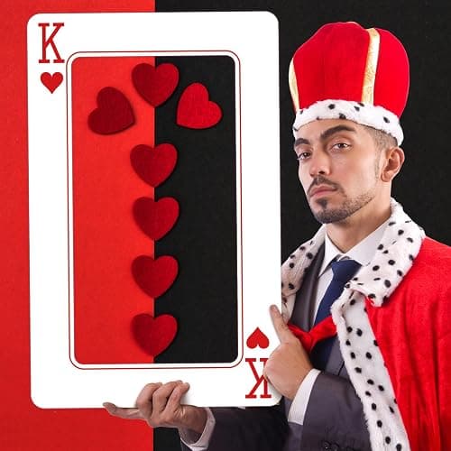 2 Pcs Casino Night Party Decoration 24 x 15 Inch Jumbo Playing Cards Giant Playing Card Board Cut Out Casino Photo Booth Prop Frame Vegas Party Decoration for Carnival Poker Night Decor (K,Q) thumbnail 5