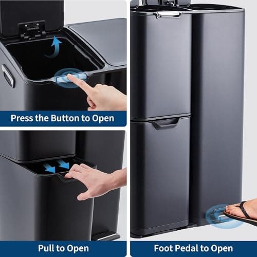 Trash can with recycle, landfill, and compost.  thumbnail 5