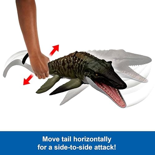 Mattel Jurassic World Rebirth Bite N Blast Mosasaurus Action Figure & Mini Dilophosaurus, Wide Jaw Dinosaur Toy, Movie-Accurate Posable, Digital Play thumbnail 3