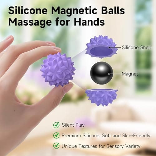 Silicone Magnetic Balls, 4 PCS Stress Relief Sensory Toys for Autism ADHD Anxiety, Quiet Office Desk Toy, Fidget Balls in Hands for Kids & Adults, Fun Gifts for Boys Girls Teens - Multicolor thumbnail 3
