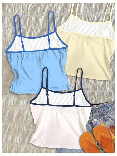 RoseSeek Women's 3 Pack Floral Graphic Cami Tops Slim Fit Sleeveless Tops Summer Camisole thumbnail 3
