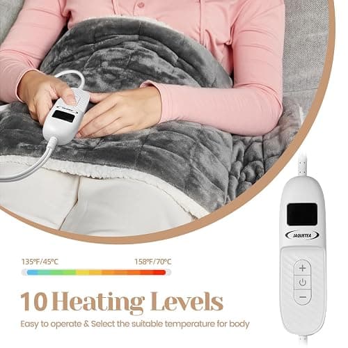 JAQUETEA Weighted Heating Pad for Period Cramps and Back Pain, XL Heating pad 17"x33",Electric Heating Pad for Shoulder, 4.9LB Heated pad with 4 Heating Levels, Dorm Room Essentials,Machine Washable thumbnail 3