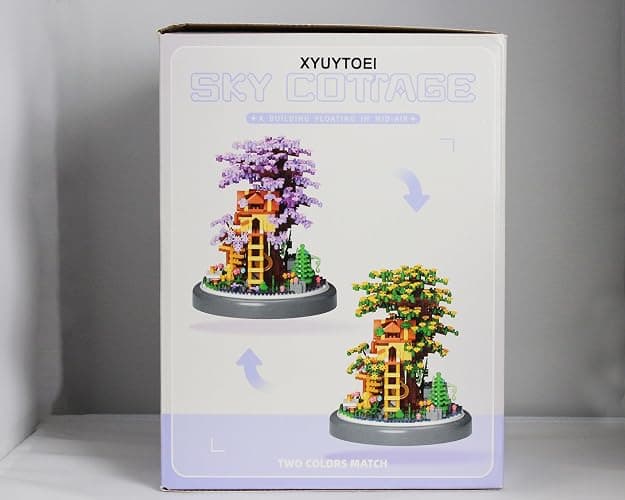 Cherry Blossom Bonsai Tree House DIY Building Flowers Set for Adults,2680PCS Challenging Mini Brick House Model Kit with LED Lights, Purple & Yellow Sakura Flowers, Includes Dust Cover for Display thumbnail 5