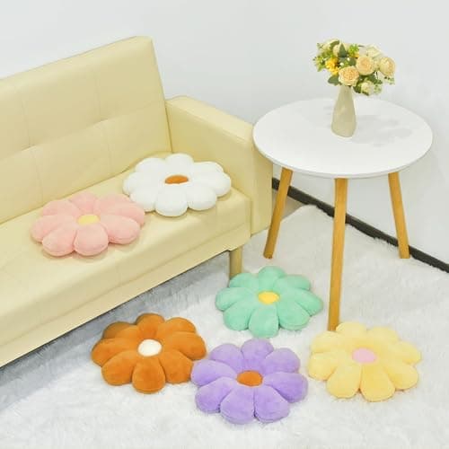 Aryan Coussin Fleur, Coussins Décoratifs Blancs, Coussin de Sol Mignon, Coussins Décoratifs Preppy pour la Chambre, Canapé ou Sofa 38 cm thumbnail 7