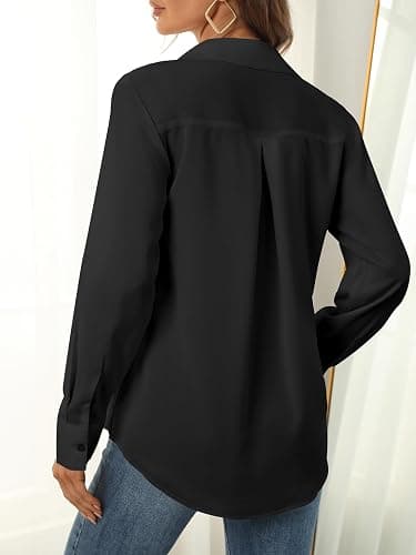 hearain Women's Button Down Shirts Long Sleeve Basic Classic Soft Shirt Collared Fashion Dressy Casual Blouses thumbnail 2