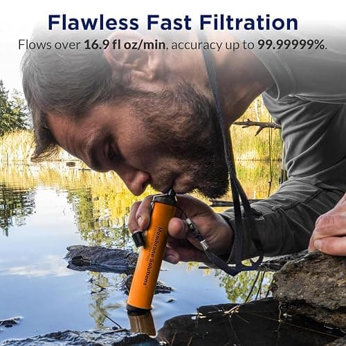 Membrane Solutions Straw Water Filter S1, NSF/ANSI 42&372&401 certificated, Survival Filtration Portable Gear, Emergency Preparedness, Supply for Drinking Hiking Camping Team Family Outing thumbnail 3