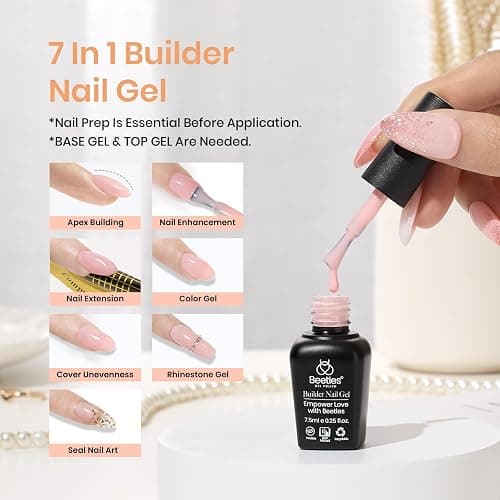 Beetles Builder Gel for Nails - 12 Color Kit, Clear, Nude, Pink, Brown - Strengthens Thin & Damaged Nails thumbnail 2