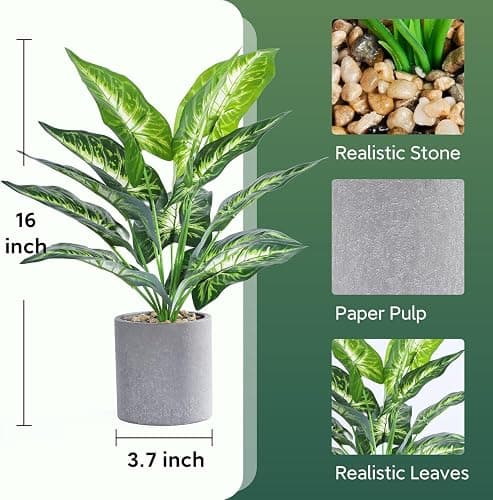 JC nateva 16" Fake Plants Artificial Potted Faux Plants for Bathroom Office Desk Home Decor Indoor thumbnail 3