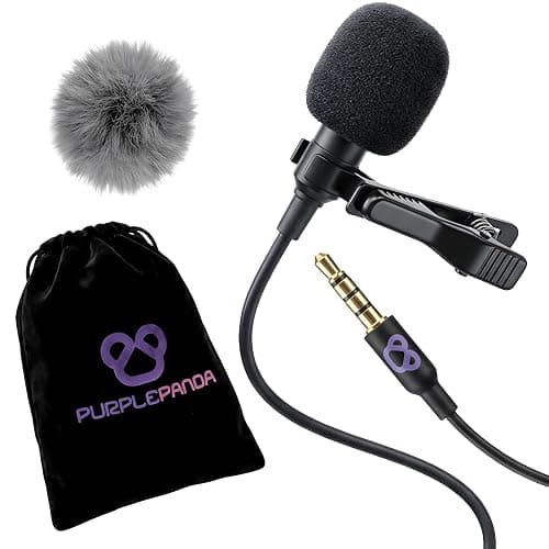Purple Panda Lavalier Microphone for GoPro, DJI, Insta360 Mic Adapters | Wired Motovlogging Lapel Mic for Go Pro Media Mod, 3.5mm, Osmo Action & Insta360 Audio Adapters, Motorcycle Helmet Clip On - Image 1