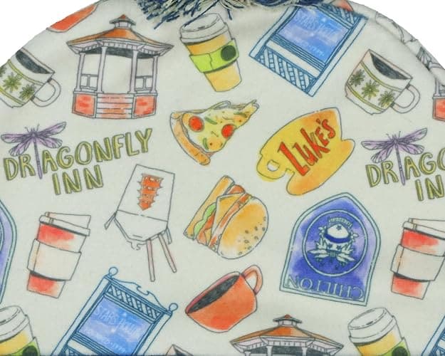 Gilmore Girls Beanie Stars Hallow Lukes Diner Chilton Dragonfly Inn Fleece Sublimated Overlay Knit Cuffed Winter Hat OSFM Multicolored thumbnail 5