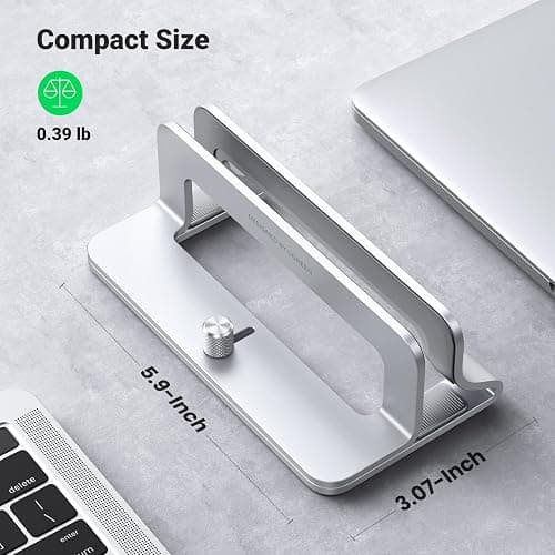 UGREEN Vertical Laptop Stand for Desk Adjustable Laptop Holder Dock Aluminum Desktop Stand, Compatible for MacBook Air Pro, Microsoft Surface(Silver) thumbnail 7