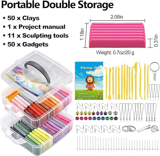 CiaraQ Polymer Clay Starter kit, Oven Bake Modeling Clay with Sculpting Tools, 50 Colors, 2.8 lb thumbnail 3
