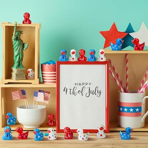 Wesiti 100 Pcs Patriotic Mini Ducks Independence Day Duck Figurines 4th of July Decor Memorial Day Mini Resin Ducks for Fourth of July Party Supplies thumbnail 2
