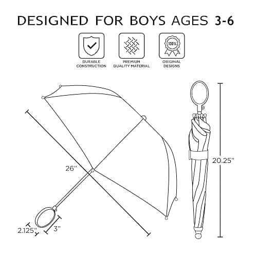 Kids Umbrella, Super Mario, Batman Toddler and Little Boy Rain Wear for Ages 3-6 thumbnail 5