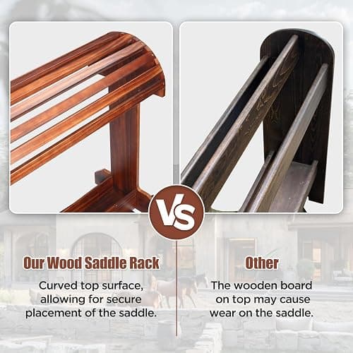 Essenhome Extra-Large Wood Saddle Rack - Non-Abrasive Design, Bridle Rack & Heavy-Heavy Duty Saddle Stand for Equestrian Homes Horse Tack Room Organization 27.6"x11.8"x27.9"(Walnut) thumbnail 5