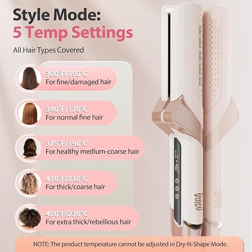 Quico Air Hair Straightener, Airflow Straightener 100-240V Dual Voltage | Air Straight with High-Speed Airflow 5 Temps, 2-in-1 Flat Iron and Hair Blow Dryer Straightener, Less Heat Damage, Pink thumbnail 5