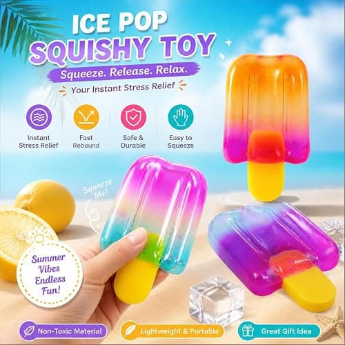 3 Pcs Ice Cream Squishy Toy, Summer Sensory Stress Relief Squeeze Squishy, Popsicle Squishy for Easter Basket Stuffers, Party Favors, Anxiety Relief Everyone, Birthday Gift thumbnail 4