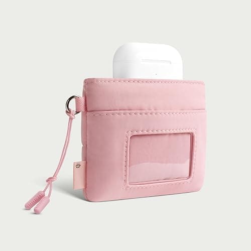 Comfyable Cute Puffy Coin Purse Pouch Change Holder For Women, Small Organizer with ID Window, Magnetic Closure, Water-repellent, Storage for Coin, Airpods, Lipstick, Card, Pink thumbnail 2
