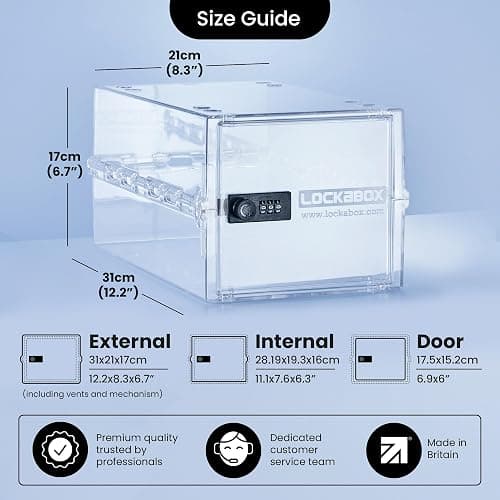 Lockabox One™ | Premium Lock Box | Medium Combination Lock Box For Food, Medicine & Home Safety | External Size 12 x 8 x 6.6 inches (Crystal) thumbnail 2