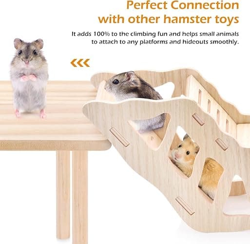 3-Piece Set Hamster Platform Play Wooden for Dwarf Syrian Hamsters Gerbils Mice or Other Small Pets thumbnail 4