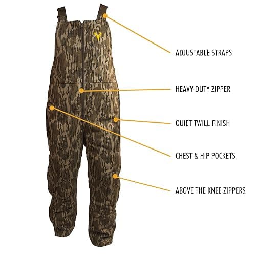 HOT SHOT Men’s Insulated Camo Bib, Ultra-Quiet Adjustable Overalls, Cold Weather Hunting Coveralls for Men thumbnail 2