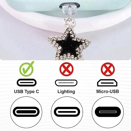 SAANG & JAT Y2K Kindle Accessories Set, Dice Star Keychain Compatible with Kindle Paperwhite 11th/12th Gen E-Reader, Includes Type C/USB C Dust Plug Charm, Perfect for Bookworms thumbnail 3