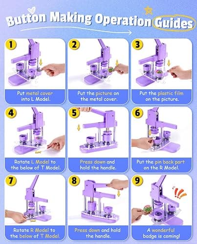 Alldeer Button Maker Machine Kit 32mm - 1.25 inch Badge Pin Maker for Kids thumbnail 9