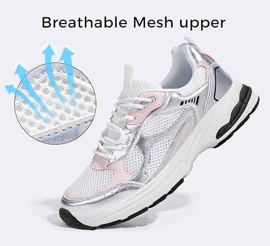 LUCKY STEP Women's Chunky Fashion Sneakers Gym Athletic | Platform Running Tennis Workout Sport Mesh Casual Trendy Walking Shoes thumbnail 3