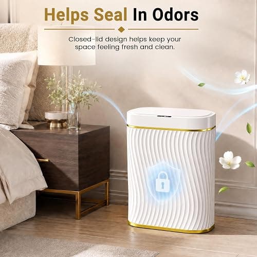 Bathroom Small Trash Can with Automatic Touchless Lid, 2.6 Gallon Smart Garbage Can Narrow Waterproof Trash Bin for Bedroom, Office, Living Room thumbnail 7