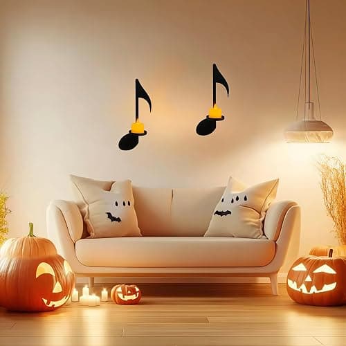 ZAYHENYOO Music Note Wall Decor Candle Sconces Holder Set of 4 Black Metal Decorative Sconces for Kitchens,Porch,Living Rooms,Entryway,Fireplaces,Stairway thumbnail 3