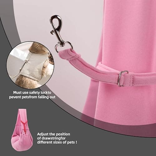 Dog Carrier Sling - Reversible Puppy Carrier Purse with Storage Pocket, Hand-Free Dog Sling Carrier for Carry Small Dogs and Cats, Travel Safety Harness, Dog and Cat Harness (Pink) thumbnail 6