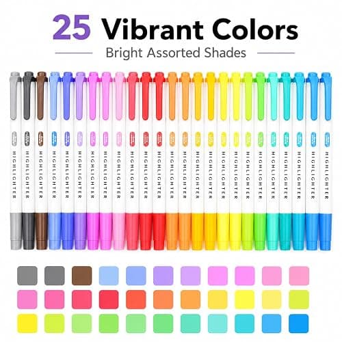 YOOUSOO 25 Pack Pastel Highlighters Assorted Colors No Bleed | Dual Tip Chisel and Fine Tip Bible Highlighter, Fluorescent Highlighter Pens for Classroom School Student Office Journals thumbnail 2