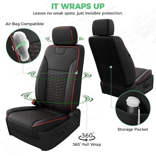RIDEPOSH Custom Leather Seat Covers for Silverado/Sierra 1500 2019-2026, 2500HD 3500HD 2020-2026 Crew Cab Full Set with Jump Seat Cover,Truck Accessories thumbnail 3