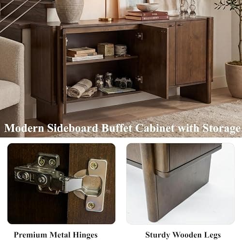 CIMOTA Brown Sideboard Buffet Cabinet with Storage, Entryway Accent Cabinet Modern Farmhouse Buffet Coffee Bar Station, Wooden Media Console Table Credenza for Living Room Kitchen Hallway thumbnail 4