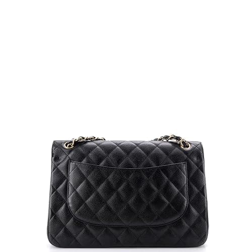 Chanel, Pre-Loved Classic Double Flap Bag Quilted Caviar Jumbo, Black thumbnail 3
